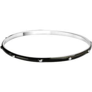 Accented Black Enamel Bangle Bracelet