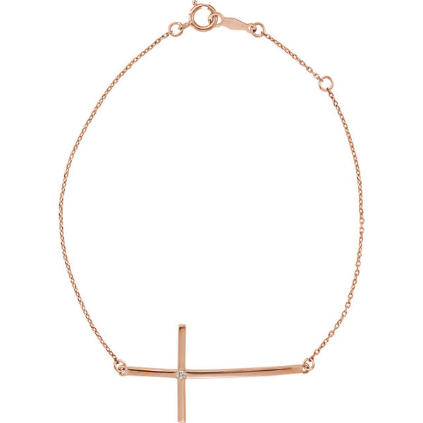 Solitaire Sideways Cross Bracelet