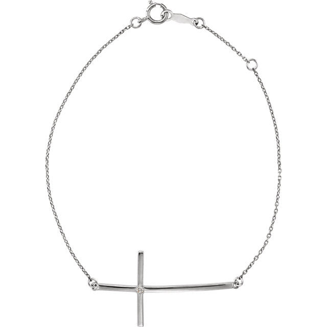 Solitaire Sideways Cross Bracelet