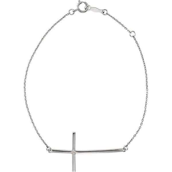 Solitaire Sideways Cross Bracelet