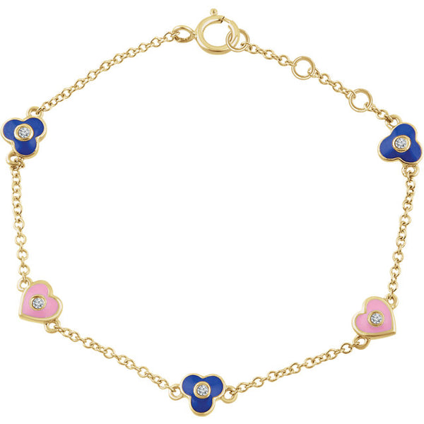 Accented Flowers & Hearts Bracelet