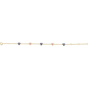 Accented Flowers & Hearts Bracelet