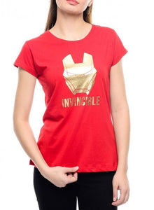 Marvel Invincible Iron Man Red Half Sleeve Women