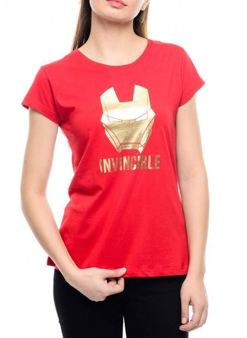 Marvel Invincible Iron Man Red Half Sleeve Women