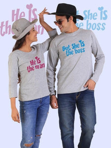 He is the Man, She is the Boss Couple Full Sleeves