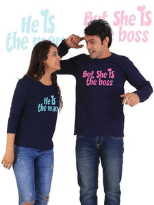 He is the Man, She is the Boss Couple Full Sleeves