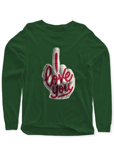I Love You Full Sleeves Black,Green,Purple T-shirt