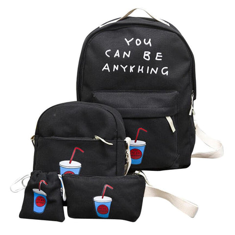 You Can Be Anything 1Set 3pcs Canvas Backpack