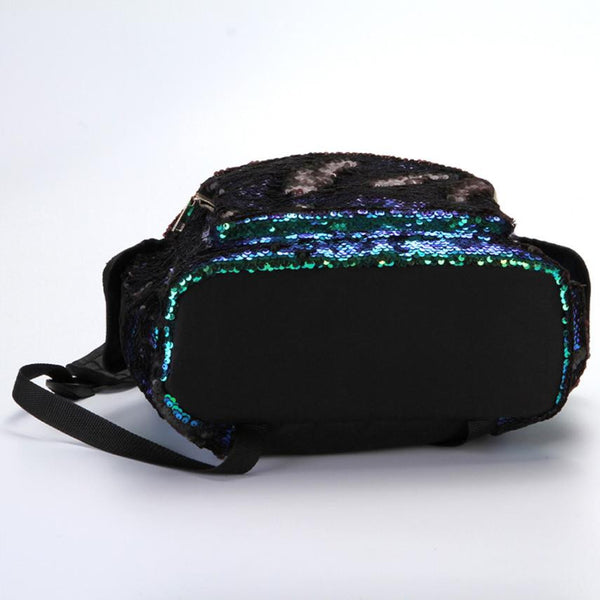 Women pu Leather Double Color Sequins Backpack