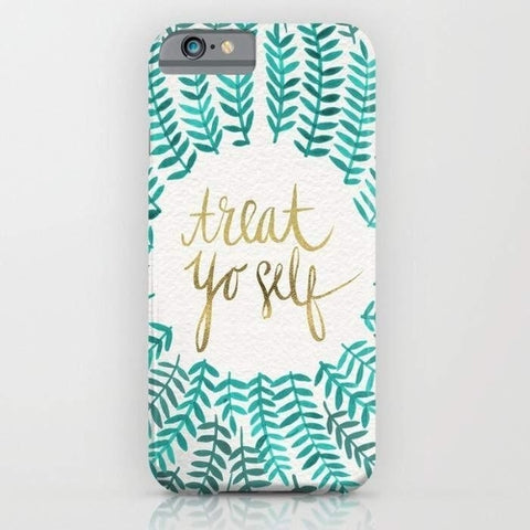 Treat Yo Self – Gold & Turquoise Mobile Cover